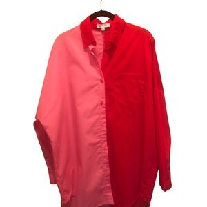 Colorblock Button Down Shirt - Pink and Red. Worn once. Good condition